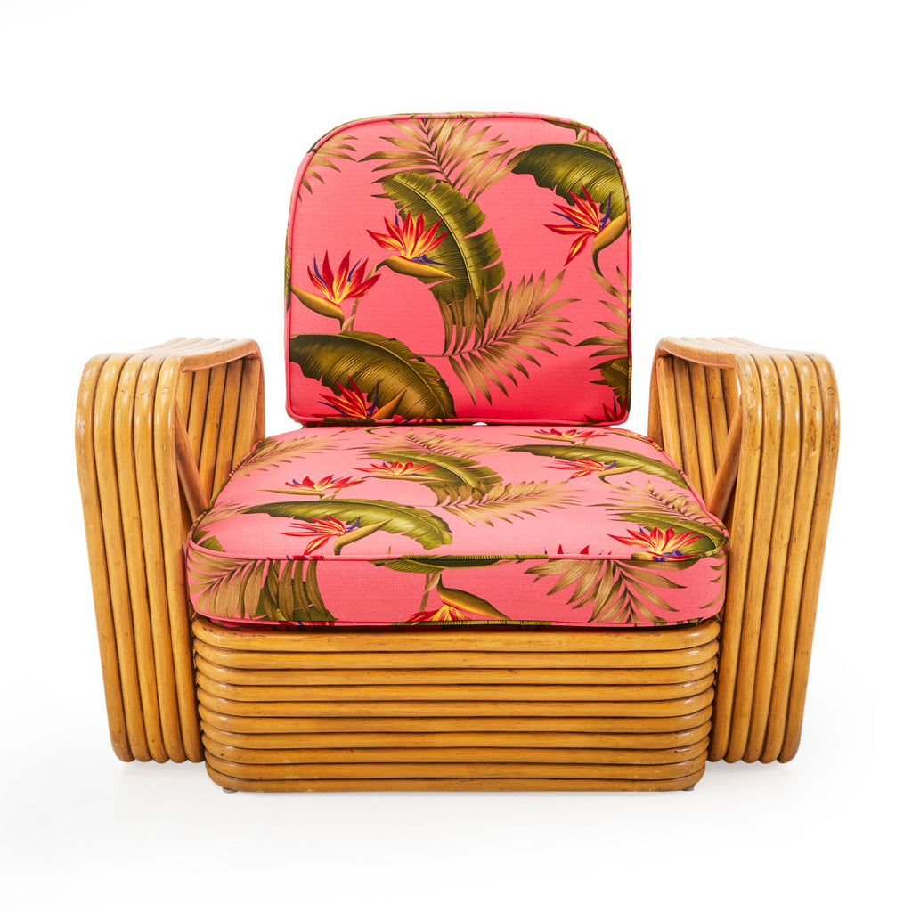 Rattan Arm Chair With Pink Floral Cushions