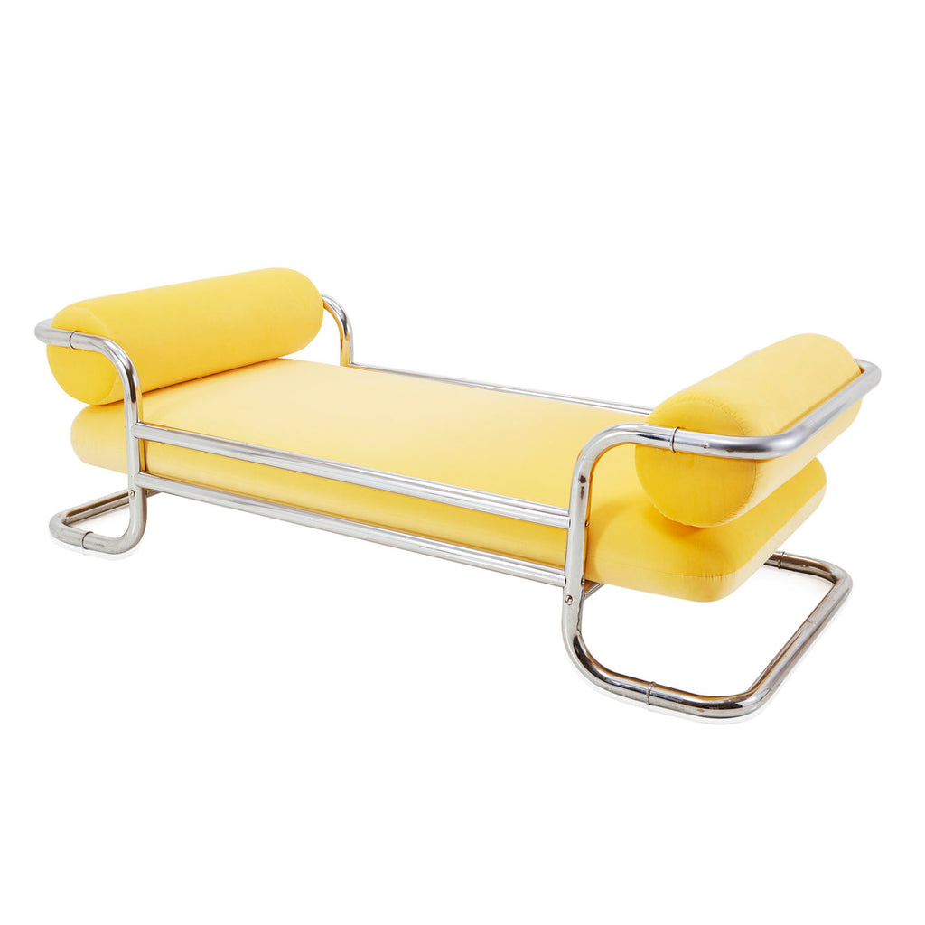 Yellow Velvet and Chrome Daybed Sofa