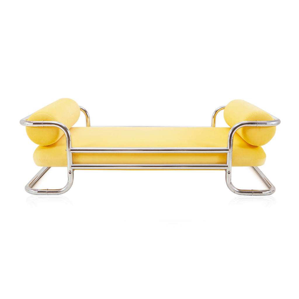 Yellow Velvet and Chrome Daybed Sofa