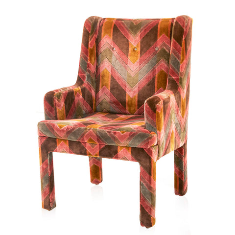 Multi-Colored Velvet Carpet Arm Chair