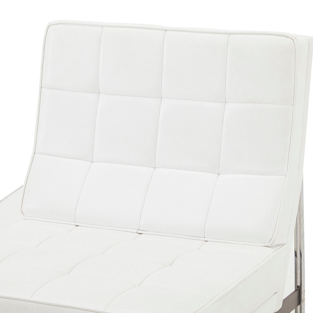 Modernica White Leather Armless Split Rail Chair
