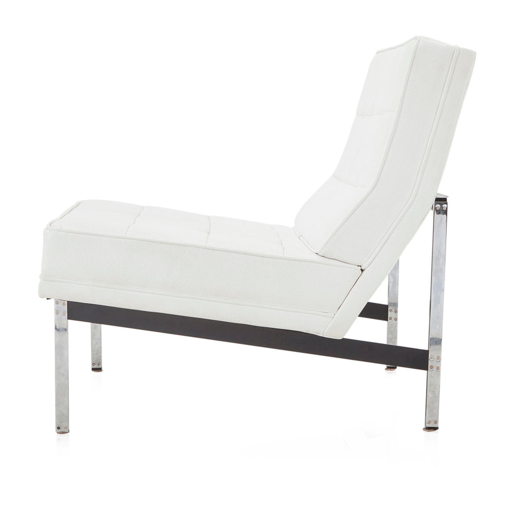 Modernica White Leather Armless Split Rail Chair