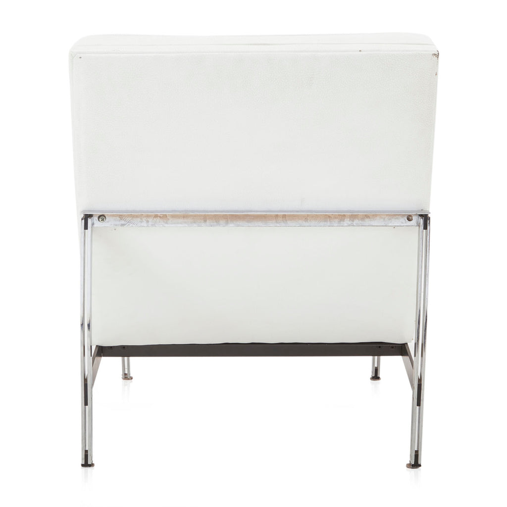 Modernica White Leather Armless Split Rail Chair