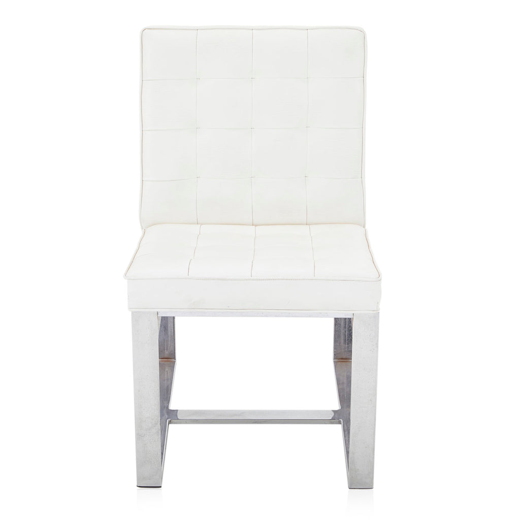 White Leather & Chrome Side Chair