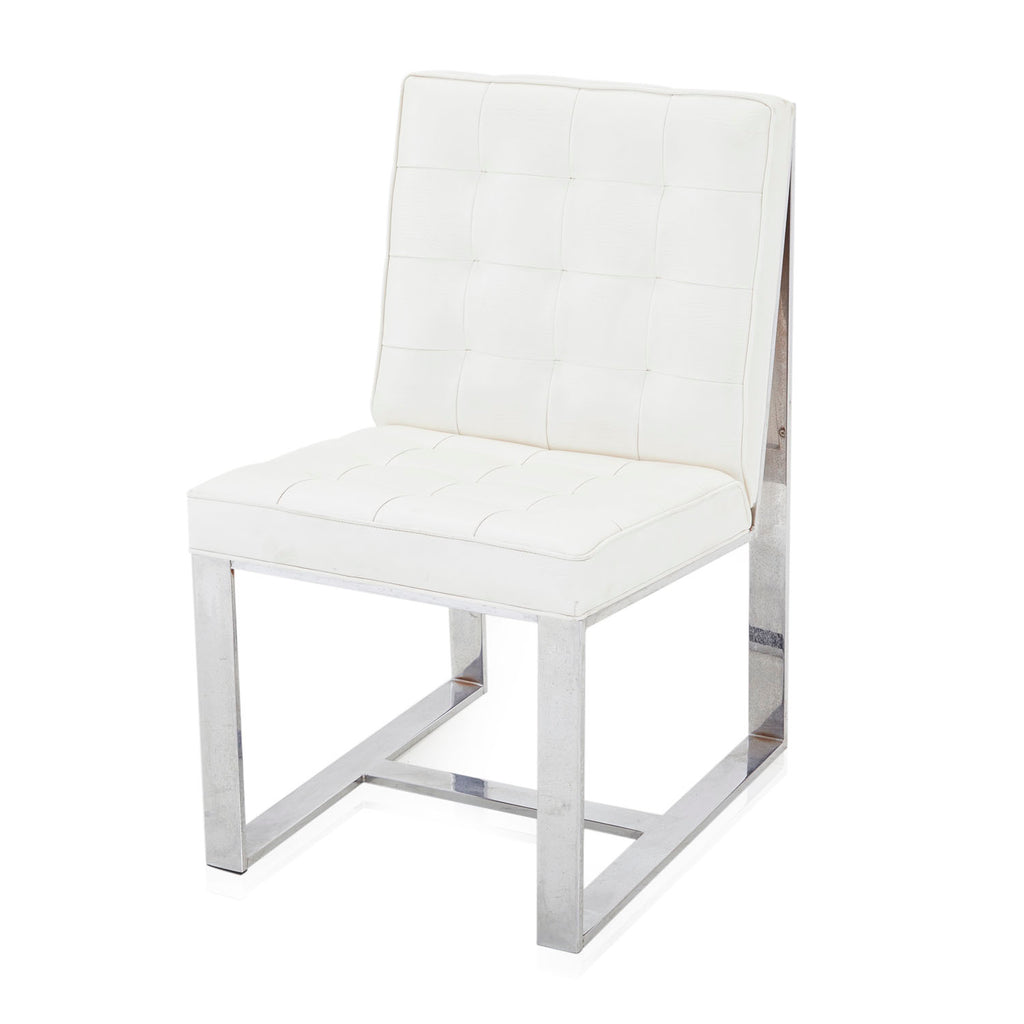White Leather & Chrome Side Chair