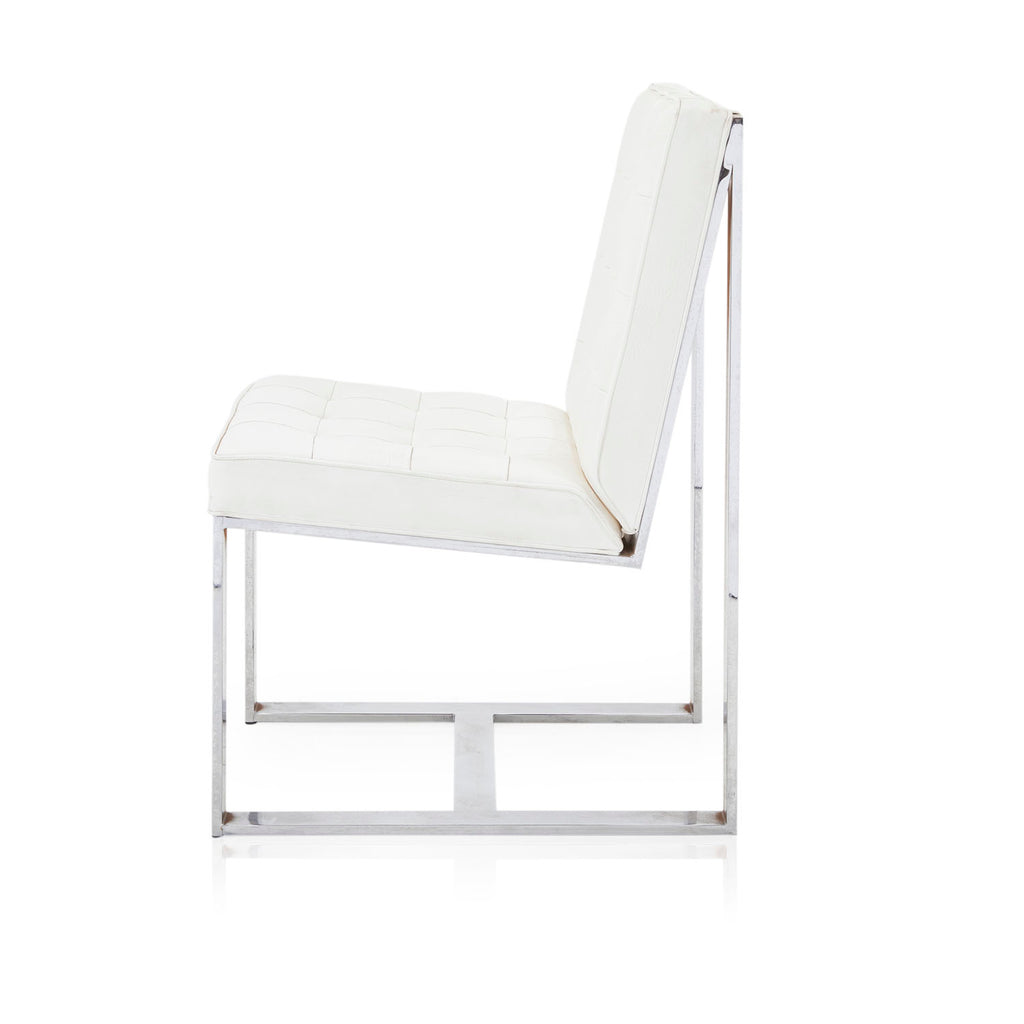 White Leather & Chrome Side Chair