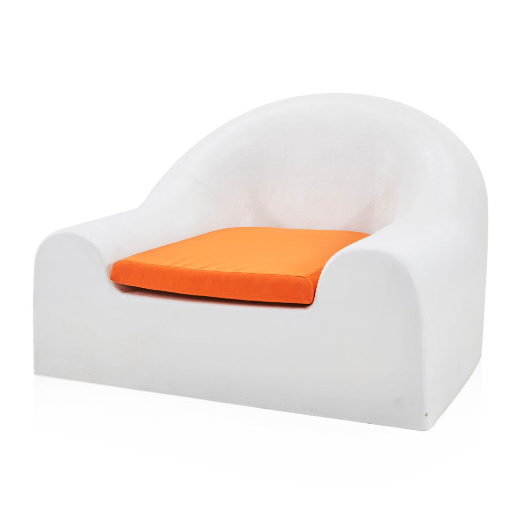 White & Orange Cushion Modern Mound Chair