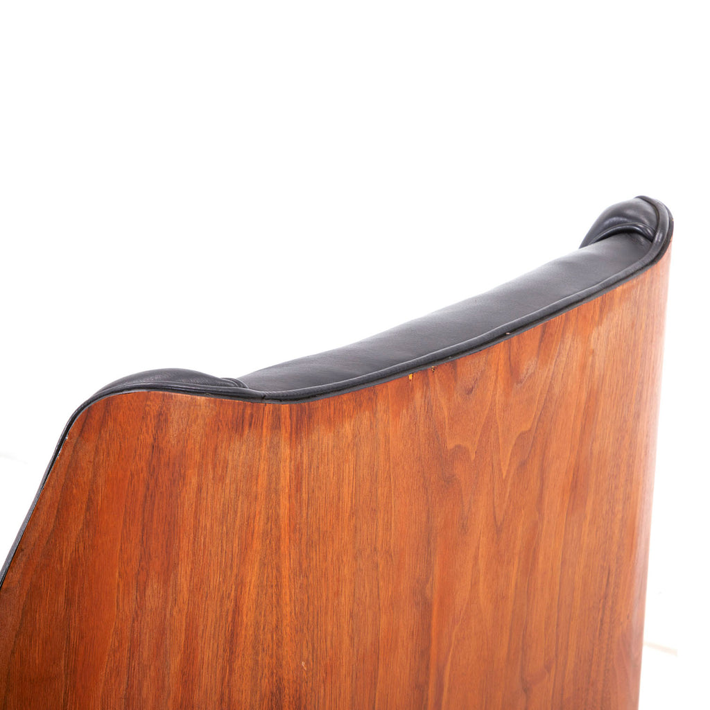 Black Leather & Wood Huge  Recliner Armchair