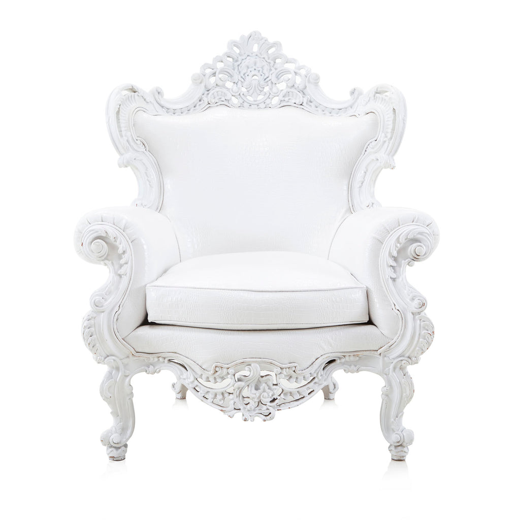 White Baroque Crocodile Arm Chair