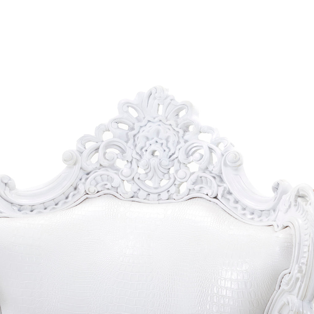 White Baroque Crocodile Arm Chair