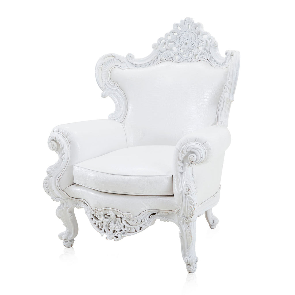 White Baroque Crocodile Arm Chair