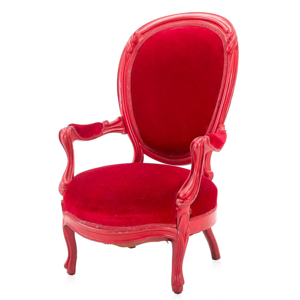 Red Velvet & Wood Victorian Arm Chair