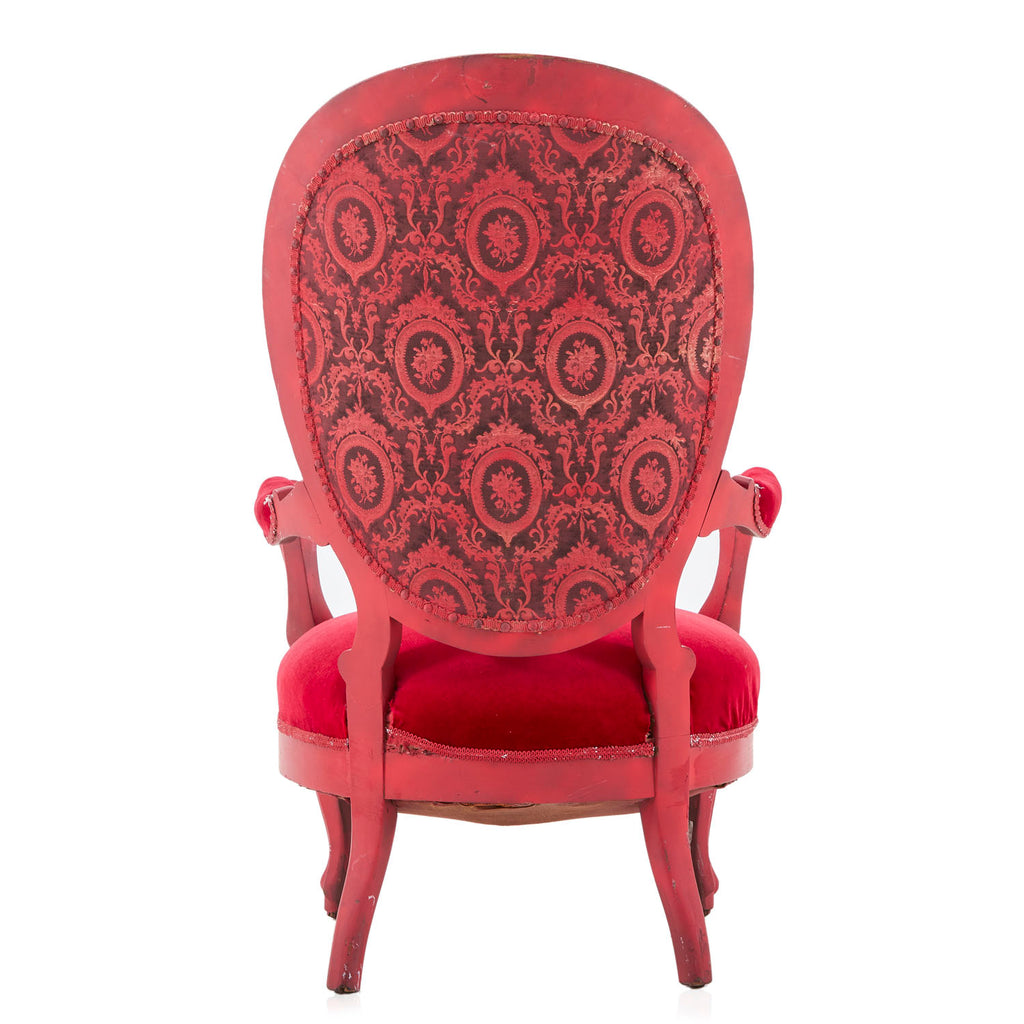 Red Velvet & Wood Victorian Arm Chair