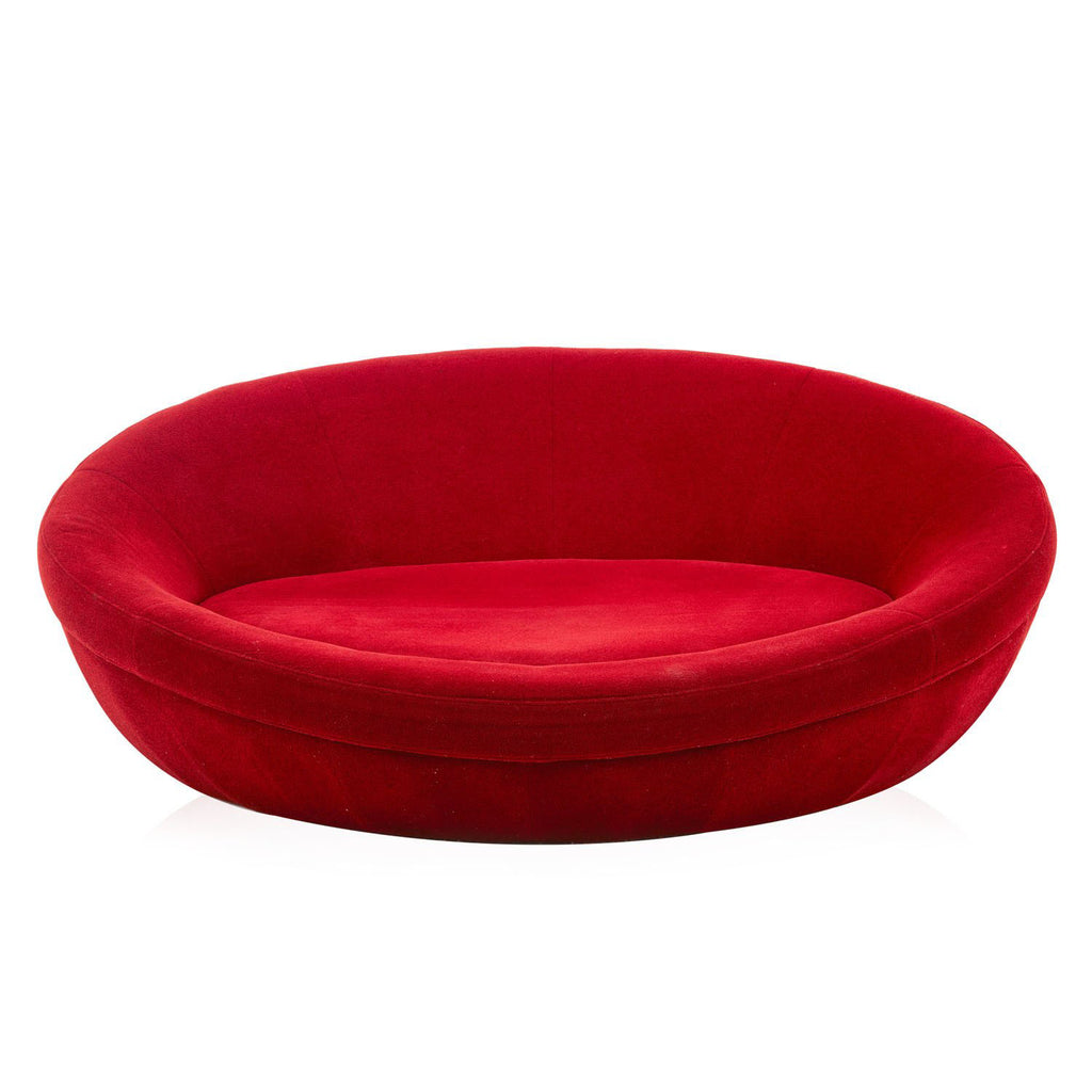 Huge Dark Red Round Saucer Lounge Sofa