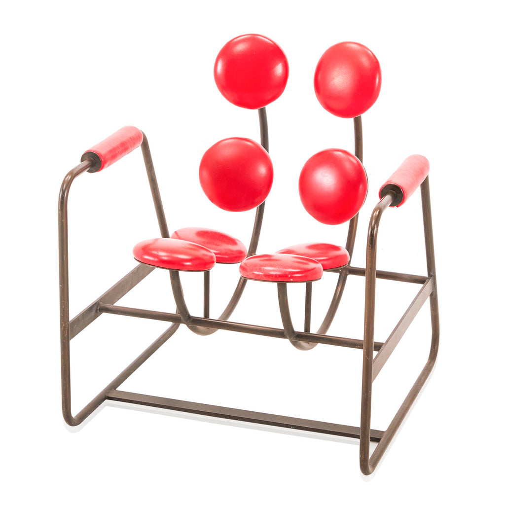 Red Leather Marshmallow Arm Chair