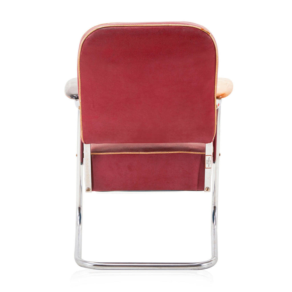 Red Distressed Vinyl Deco Arm Chair