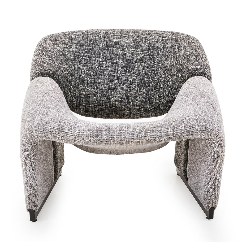 Grey Boucle Two-Tone Lounge Chair