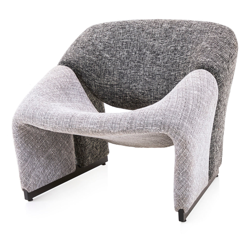 Grey Boucle Two-Tone Lounge Chair