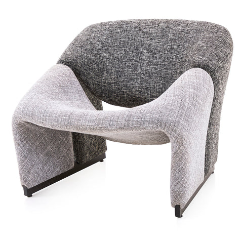 Grey Boucle Two-Tone Lounge Chair