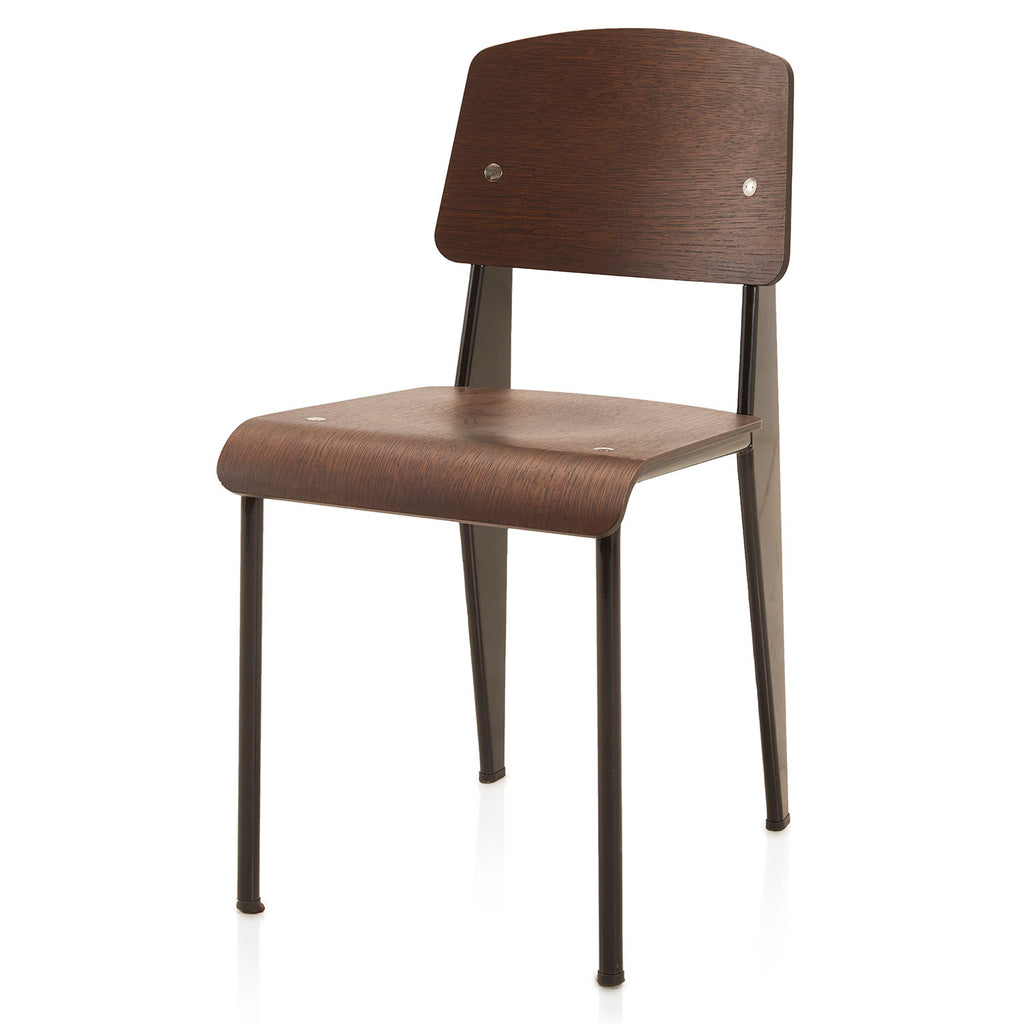 Wood & Black Metal Prouve Dining Chair