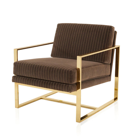 Brown & Gold Framed Mid-Century Lounge Chair