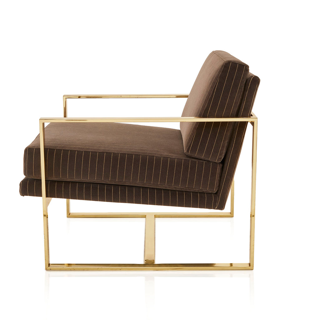Brown & Gold Framed Mid-Century Lounge Chair
