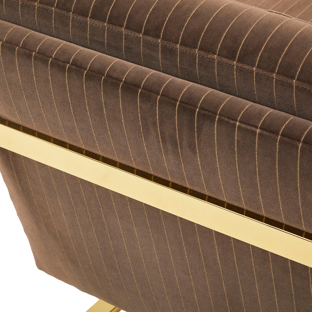 Brown & Gold Framed Mid-Century Lounge Chair