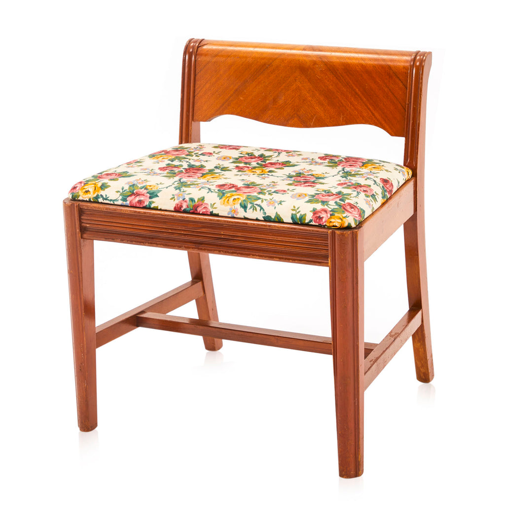 Floral Low Back Vanity Stool