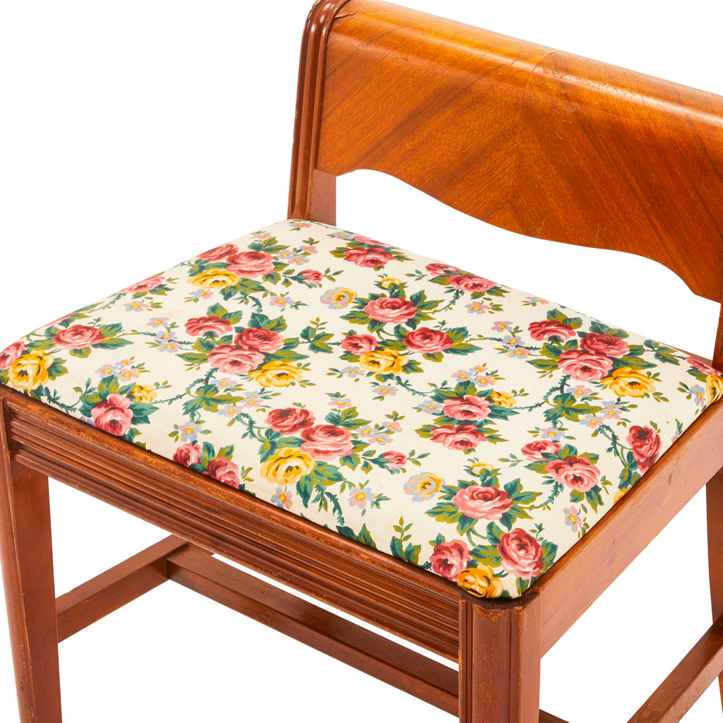 Floral Low Back Vanity Stool