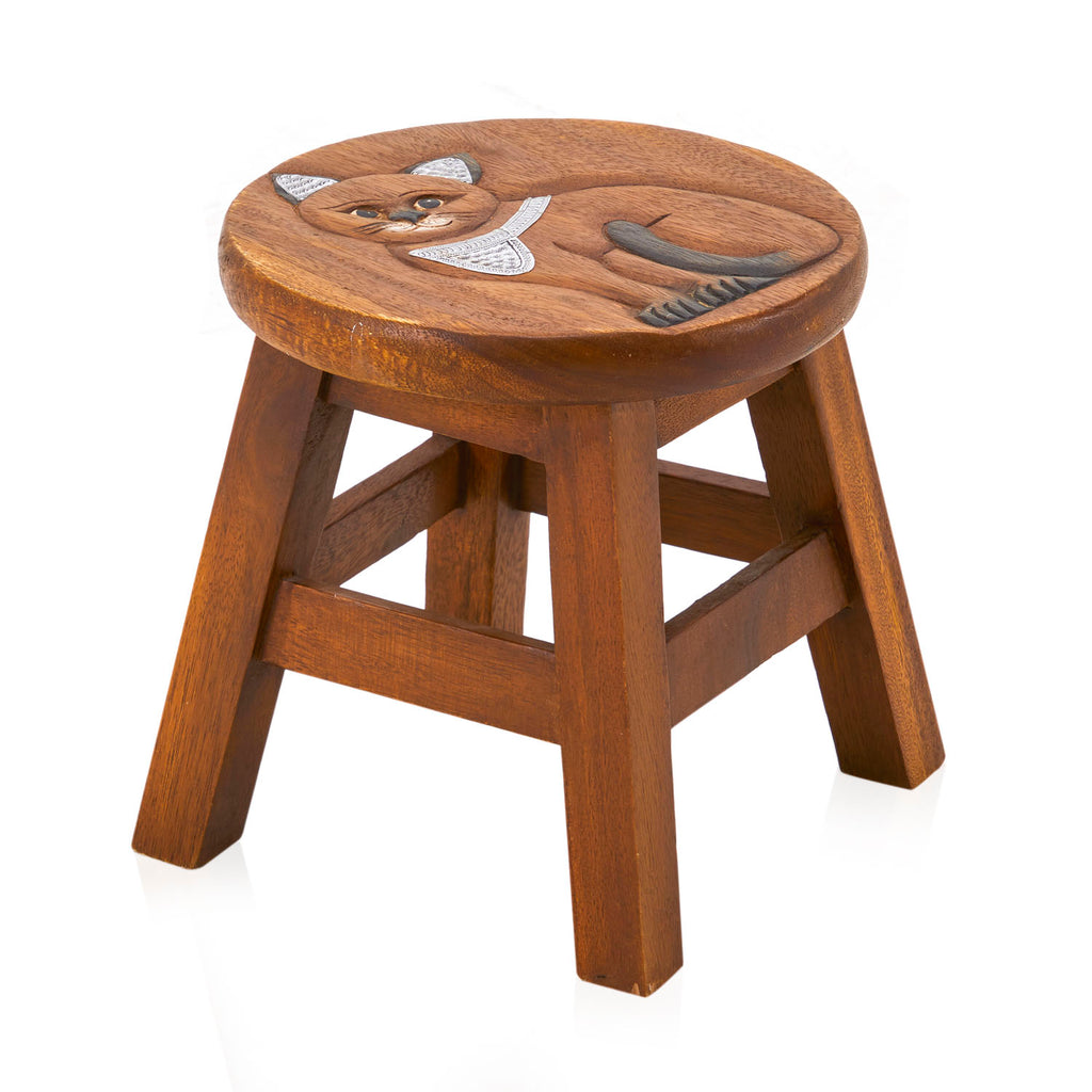 Wood Kitten Low Stool