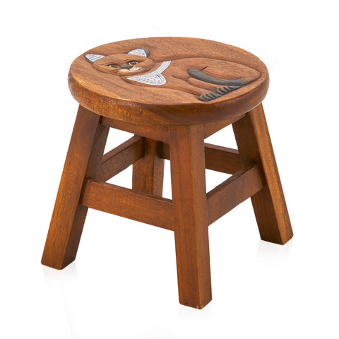 Wood Kitten Low Stool