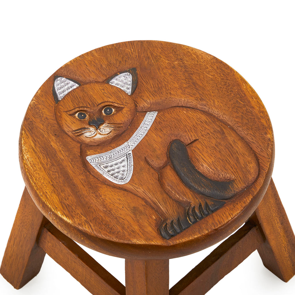 Wood Kitten Low Stool