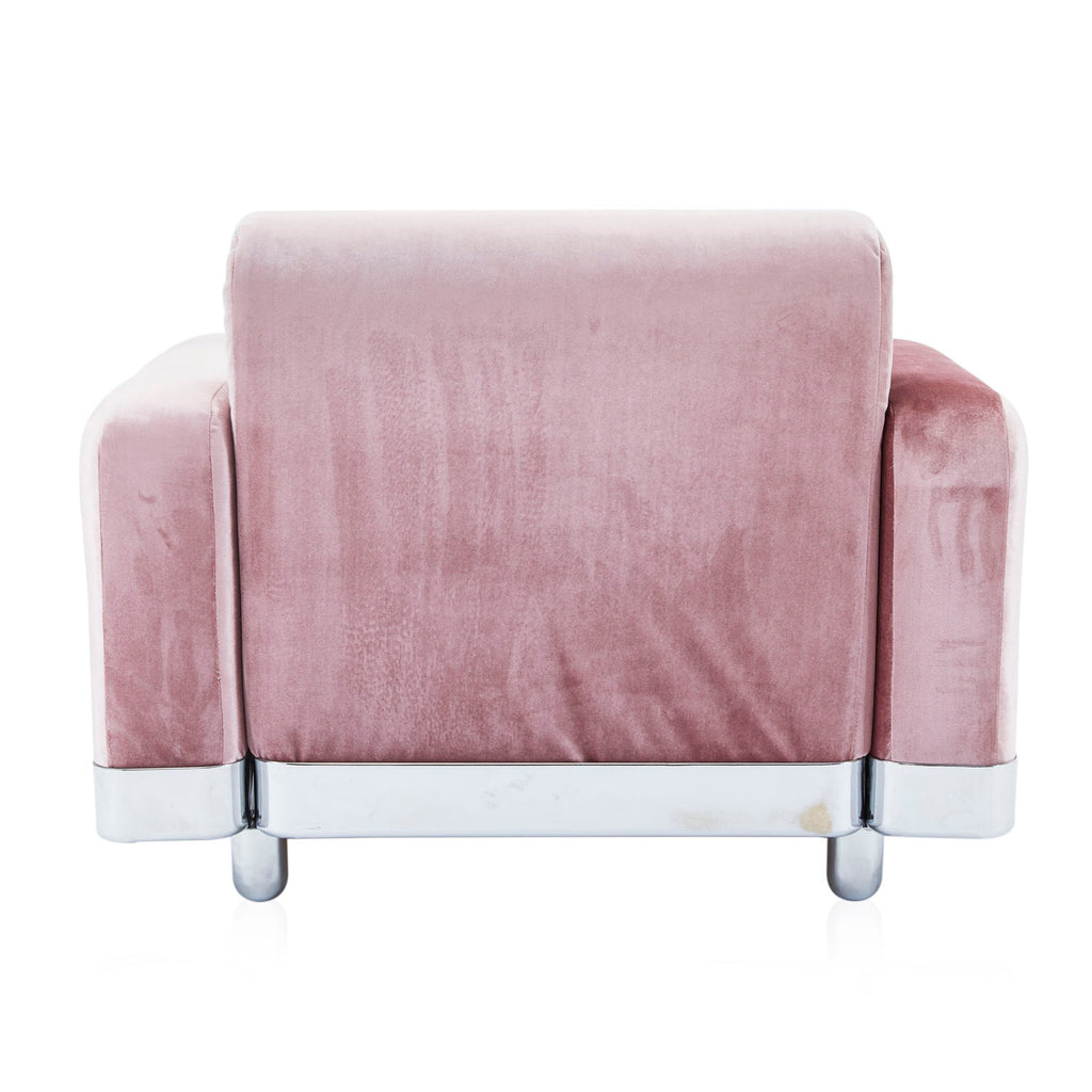 Pink Velvet & Chrome Deco Lounge Chair