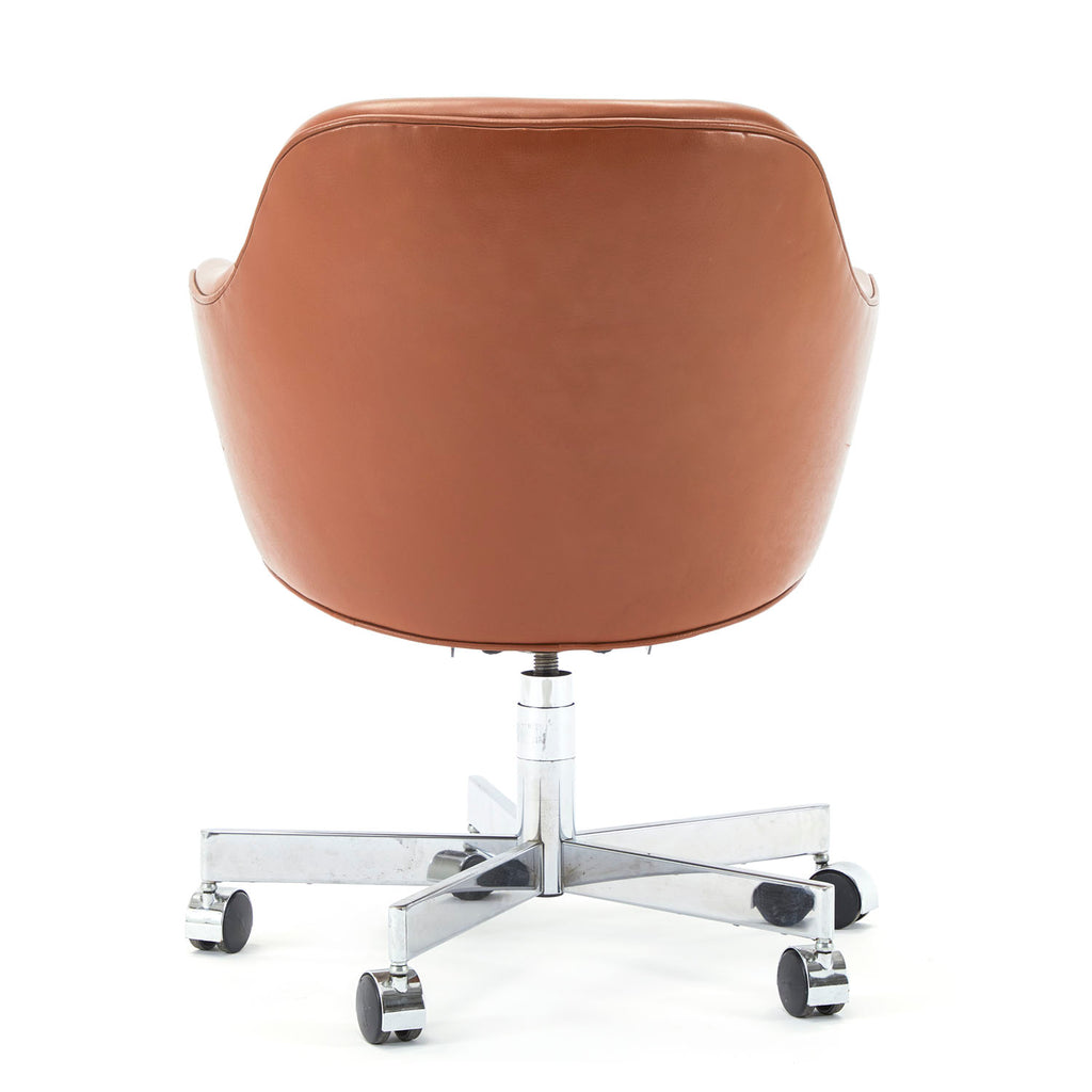 Brown Leather Rolling Arm Chair