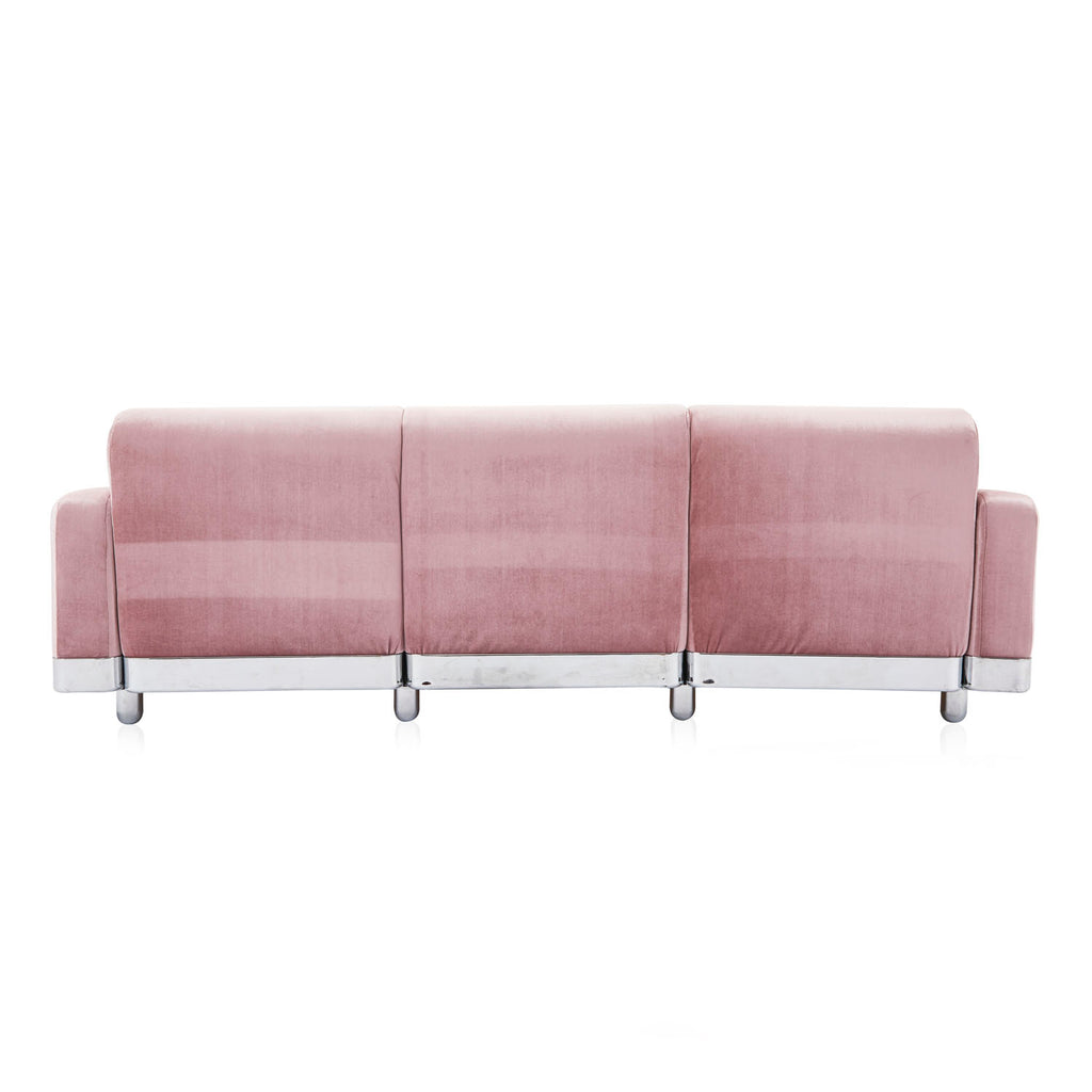 Pink Velvet & Chrome Deco Sofa