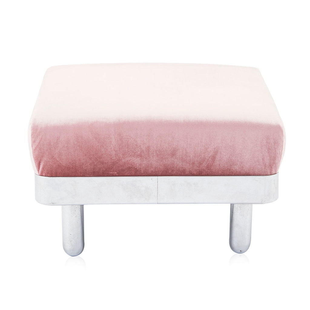 Pink Velvet & Chrome Ottoman