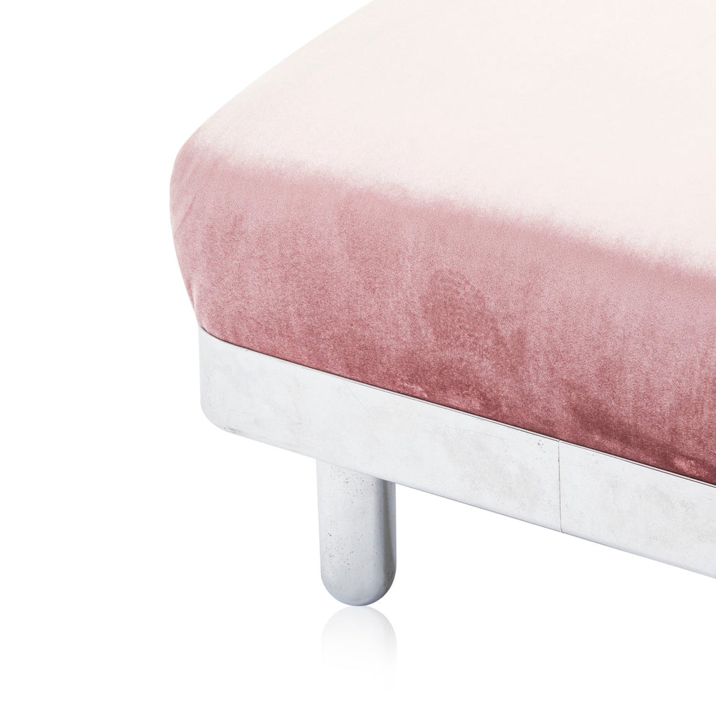 Pink Velvet & Chrome Ottoman