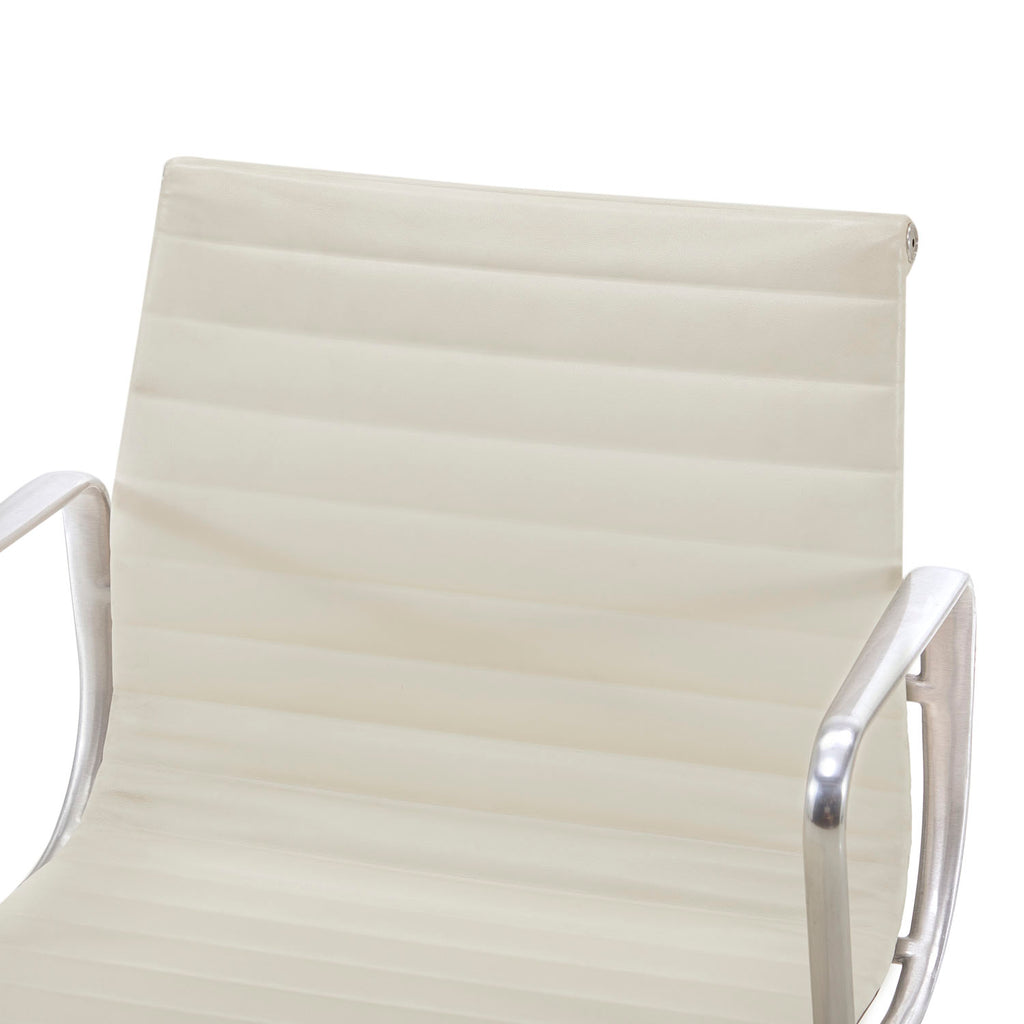 White Low Back Aluminum Group Rolling Office Chair