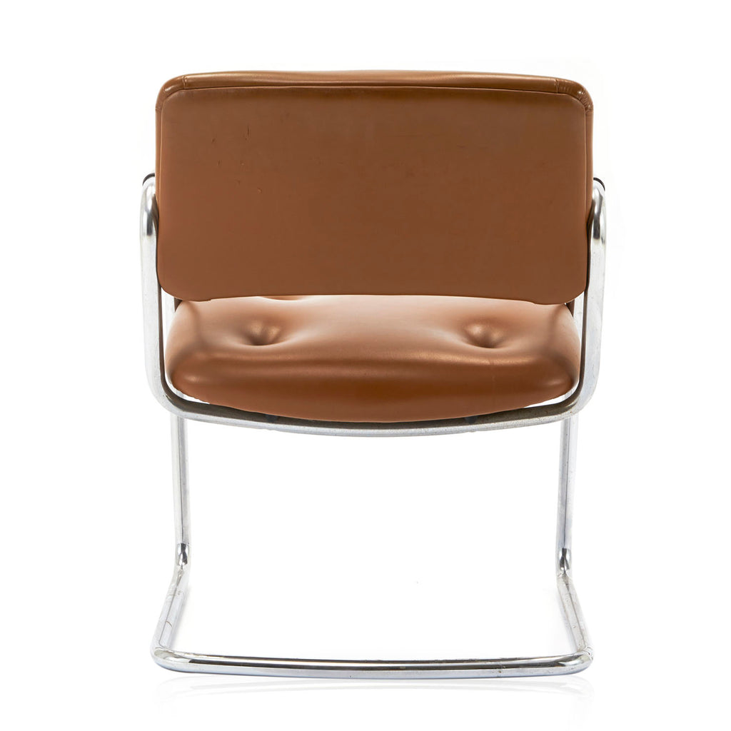 Brown Leather & Chrome Armchair