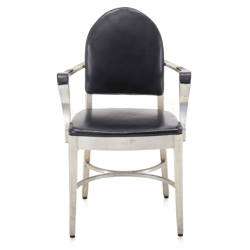 Black Leather Aluminum Arm Chair