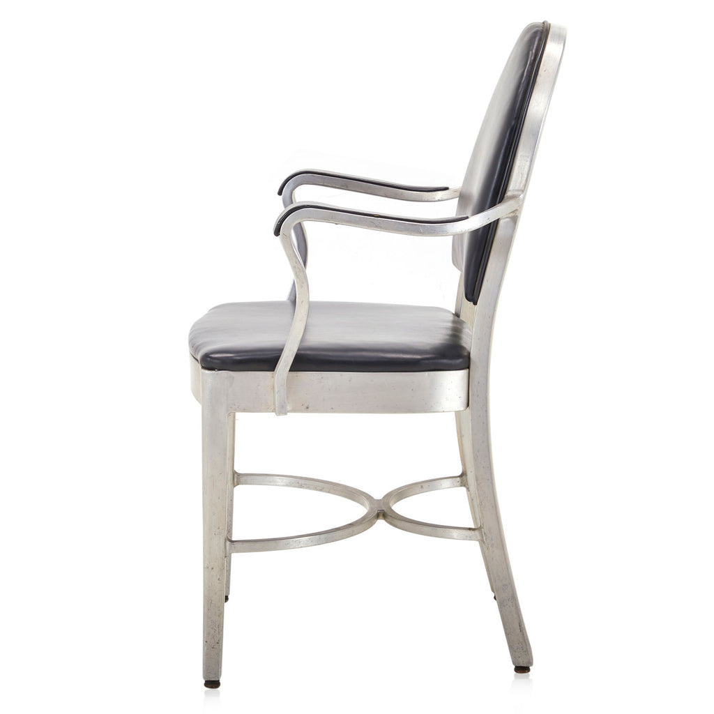 Black Leather Aluminum Arm Chair