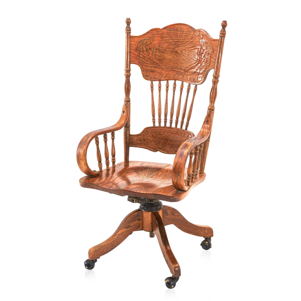 Wood Carved Antique Office Chair