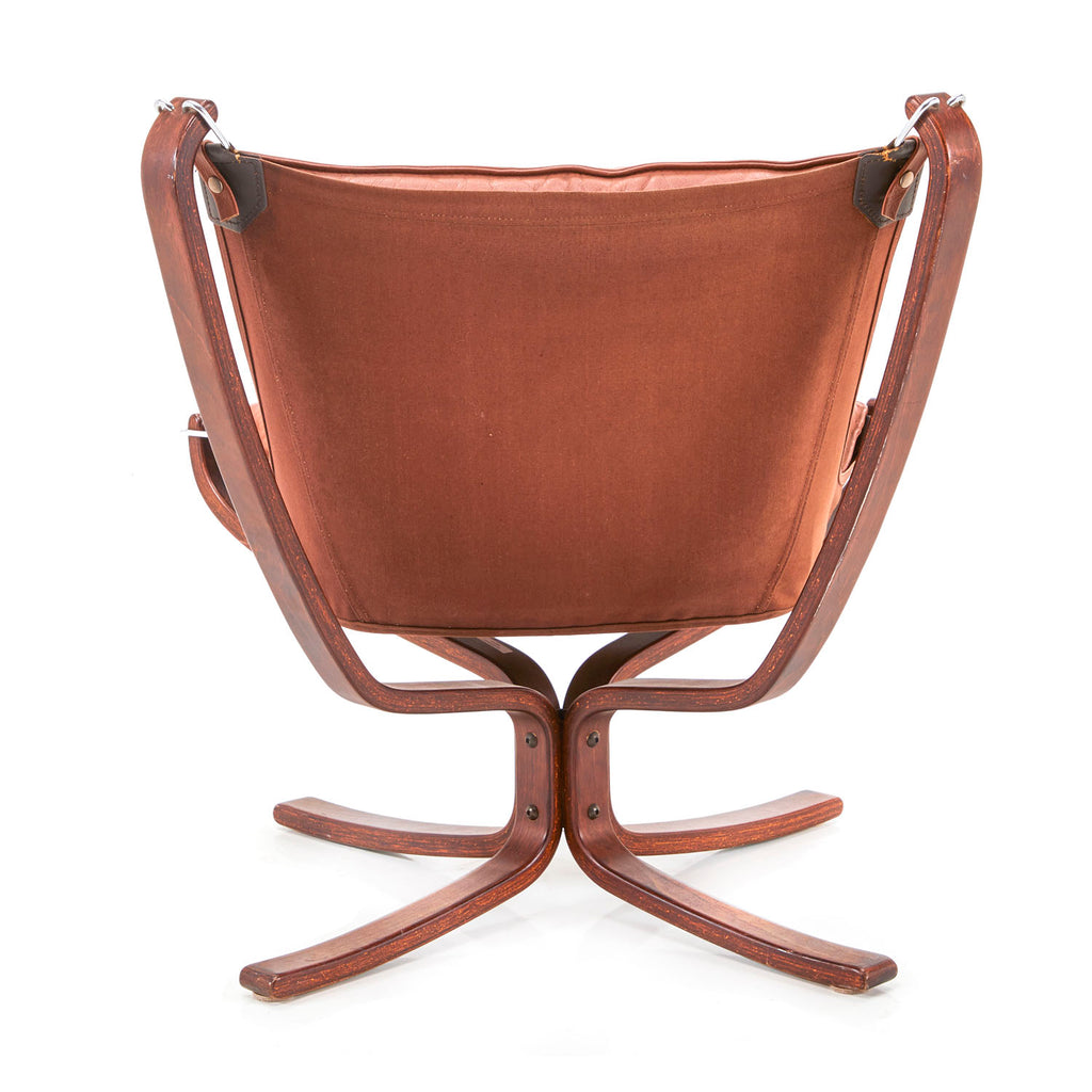 Brown Leather & Wood Falcon Lounge Chair