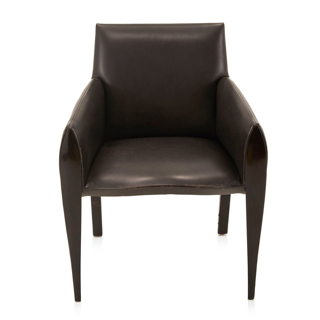 Black Leather Slim Arm Chair