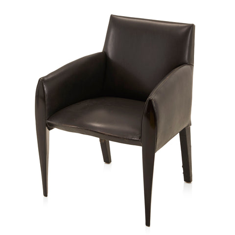 Black Leather Slim Arm Chair