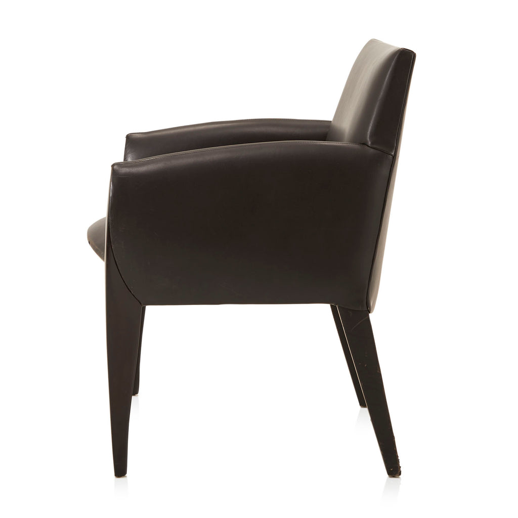 Black Leather Slim Arm Chair