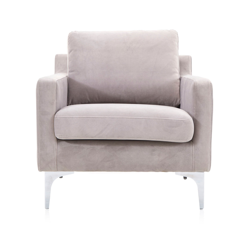 Modern Grey Velvet Arm Chair