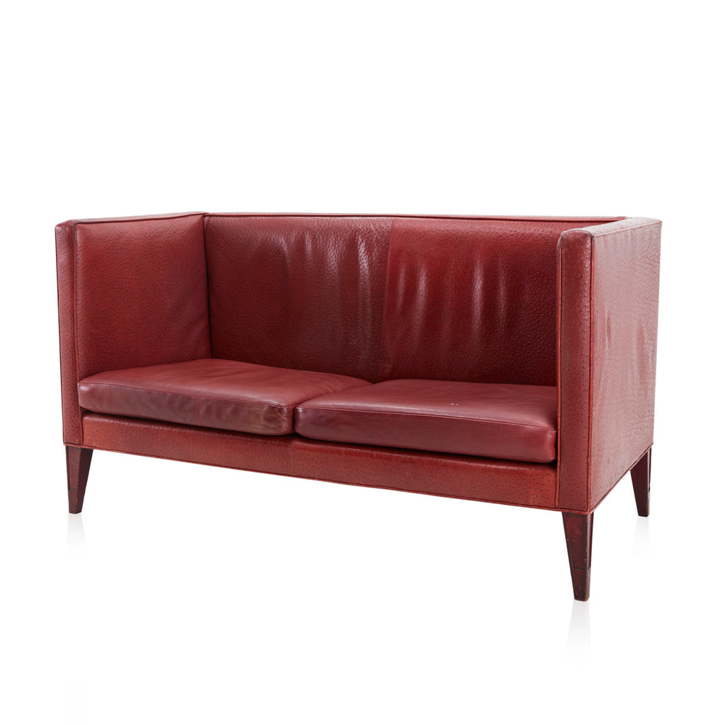 Vintage High Back Red Ostrich Sofa
