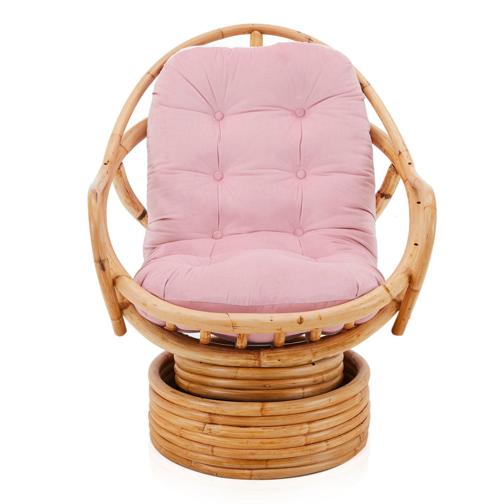 Pink & Rattan Cushion Egg Chair