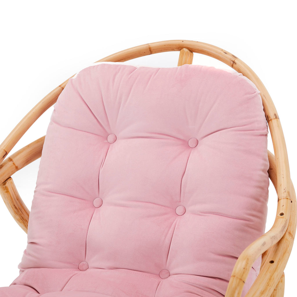 Pink & Rattan Cushion Egg Chair